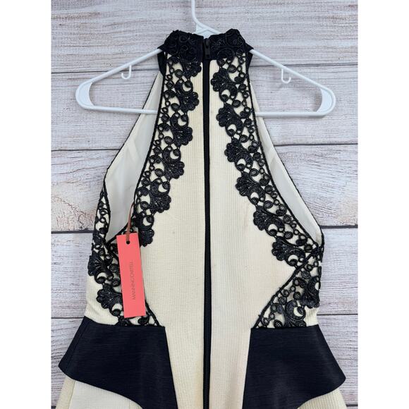 Manning Cartell Enamel Peplum Crochet Cocktail Dress Womens 10 Cream Black NEW - Picture 4 of 14
